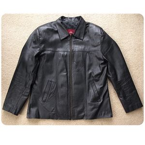 Vintage Black Leather Motorcycle Jacket Mens Large